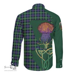 Scottish Farquharson Ancient Clan Tartan Crest with Thistle and Scotland Map Tartan Long Sleeve Shirt Scottish Plaid Tartan Plaid - ScotsTee - scotstee.com