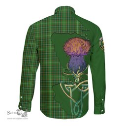 Scottish Forrester or Foster Hunting Clan Tartan Crest with Thistle and Scotland Map Tartan Long Sleeve Shirt Scottish Plaid Tartan Plaid - ScotsTee - scotstee.com