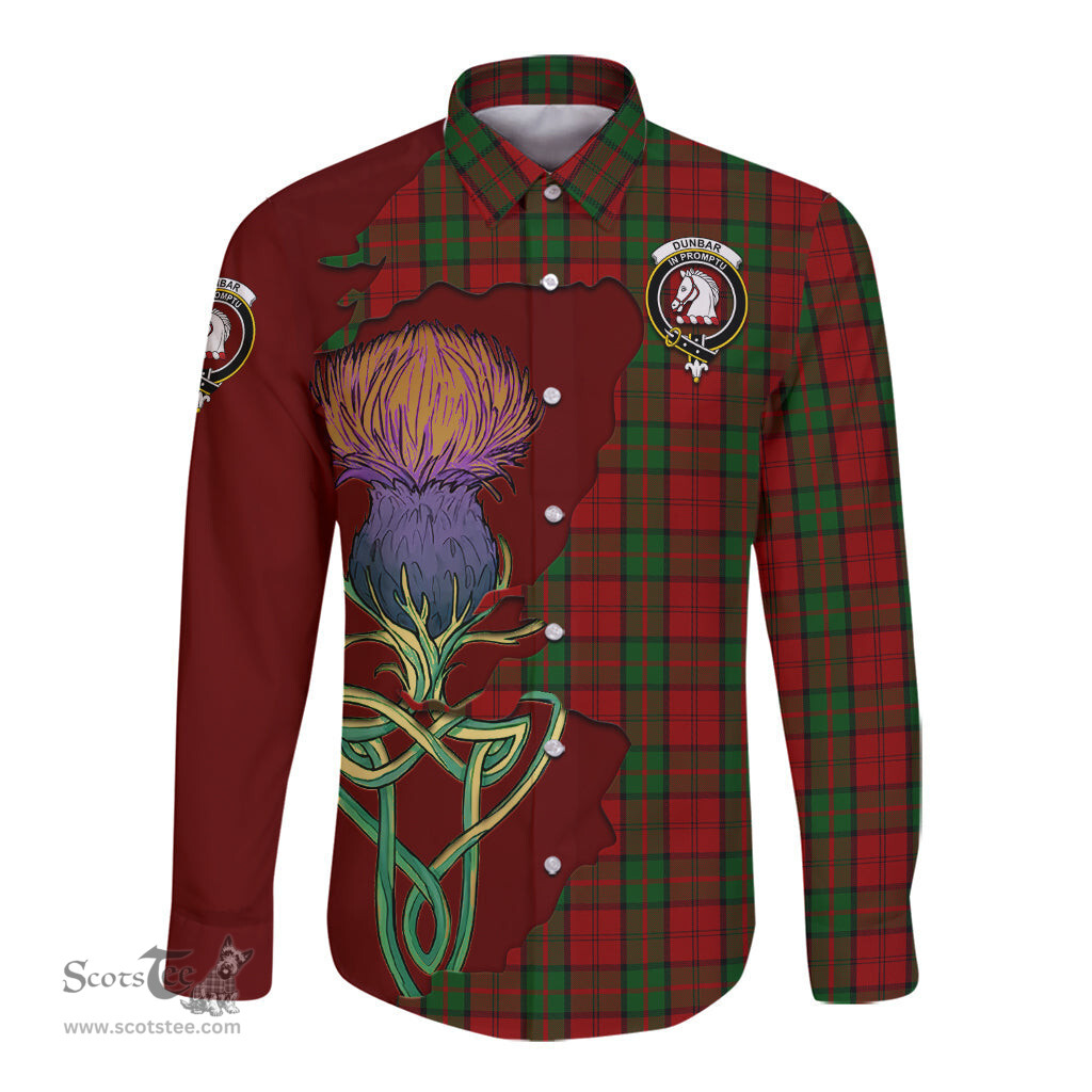 Scottish Dunbar Clan Tartan Crest with Thistle and Scotland Map Tartan Long Sleeve Shirt Scottish Plaid Tartan Plaid - ScotsTee - scotstee.com