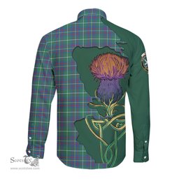 Scottish Inglis Ancient Clan Tartan Crest with Thistle and Scotland Map Tartan Long Sleeve Shirt Scottish Plaid Tartan Plaid - ScotsTee - scotstee.com