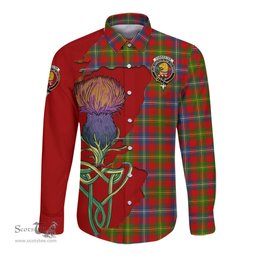 Scottish Forrester Clan Tartan Crest with Thistle and Scotland Map Tartan Long Sleeve Shirt Scottish Plaid Tartan Plaid - ScotsTee - scotstee.com