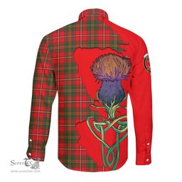 Scottish Hay Modern Clan Tartan Crest with Thistle and Scotland Map Tartan Long Sleeve Shirt Scottish Plaid Tartan Plaid - ScotsTee - scotstee.com