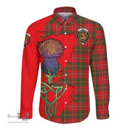 Scottish Hay Modern Clan Tartan Crest with Thistle and Scotland Map Tartan Long Sleeve Shirt Scottish Plaid Tartan Plaid - ScotsTee - scotstee.com