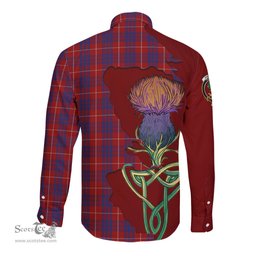 Scottish Hamilton Clan Tartan Crest with Thistle and Scotland Map Tartan Long Sleeve Shirt Scottish Plaid Tartan Plaid - ScotsTee - scotstee.com