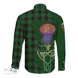 Scottish Douglas Black Clan Tartan Crest with Thistle and Scotland Map Tartan Long Sleeve Shirt Scottish Plaid Tartan Plaid - ScotsTee - scotstee.com