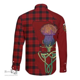 Scottish Ewing Clan Tartan Crest with Thistle and Scotland Map Tartan Long Sleeve Shirt Scottish Plaid Tartan Plaid - ScotsTee - scotstee.com
