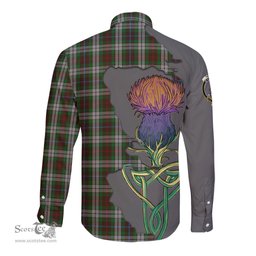 Scottish Fraser Hunting Dress Clan Tartan Crest with Thistle and Scotland Map Tartan Long Sleeve Shirt Scottish Plaid Tartan Plaid - ScotsTee - scotstee.com