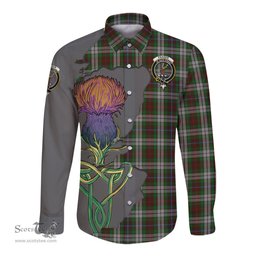 Scottish Fraser Hunting Dress Clan Tartan Crest with Thistle and Scotland Map Tartan Long Sleeve Shirt Scottish Plaid Tartan Plaid - ScotsTee - scotstee.com