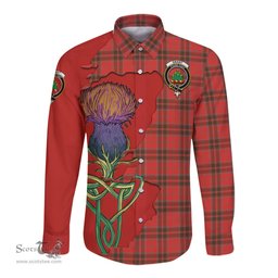 Scottish Grant Weathered Clan Tartan Crest with Thistle and Scotland Map Tartan Long Sleeve Shirt Scottish Plaid Tartan Plaid - ScotsTee - scotstee.com