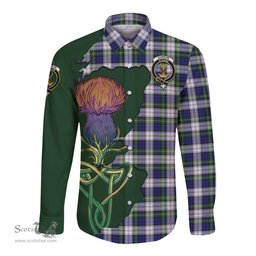 Scottish Gordon Dress Modern Clan Tartan Crest with Thistle and Scotland Map Tartan Long Sleeve Shirt Scottish Plaid Tartan Plaid - ScotsTee - scotstee.com