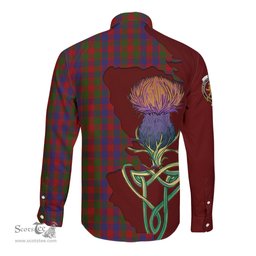 Scottish Gow Clan Tartan Crest with Thistle and Scotland Map Tartan Long Sleeve Shirt Scottish Plaid Tartan Plaid - ScotsTee - scotstee.com