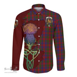Scottish Gow Clan Tartan Crest with Thistle and Scotland Map Tartan Long Sleeve Shirt Scottish Plaid Tartan Plaid - ScotsTee - scotstee.com