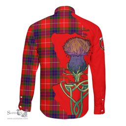 Scottish Fraser Modern Clan Tartan Crest with Thistle and Scotland Map Tartan Long Sleeve Shirt Scottish Plaid Tartan Plaid - ScotsTee - scotstee.com