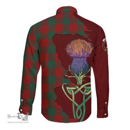 Scottish Erskine Clan Tartan Crest with Thistle and Scotland Map Tartan Long Sleeve Shirt Scottish Plaid Tartan Plaid - ScotsTee - scotstee.com