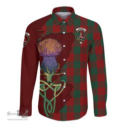 Scottish Erskine Clan Tartan Crest with Thistle and Scotland Map Tartan Long Sleeve Shirt Scottish Plaid Tartan Plaid - ScotsTee - scotstee.com