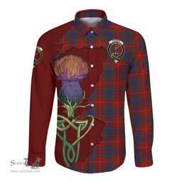 Scottish Fraser Clan Tartan Crest with Thistle and Scotland Map Tartan Long Sleeve Shirt Scottish Plaid Tartan Plaid - ScotsTee - scotstee.com