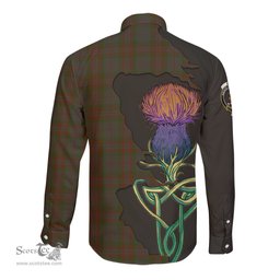 Scottish Gray Clan Tartan Crest with Thistle and Scotland Map Tartan Long Sleeve Shirt Scottish Plaid Tartan Plaid - ScotsTee - scotstee.com