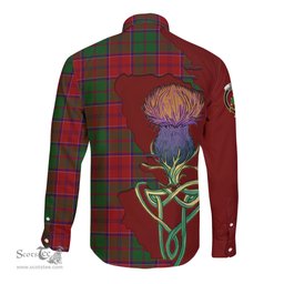 Scottish Grant Clan Tartan Crest with Thistle and Scotland Map Tartan Long Sleeve Shirt Scottish Plaid Tartan Plaid - ScotsTee - scotstee.com