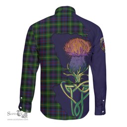 Scottish Farquharson Clan Tartan Crest with Thistle and Scotland Map Tartan Long Sleeve Shirt Scottish Plaid Tartan Plaid - ScotsTee - scotstee.com