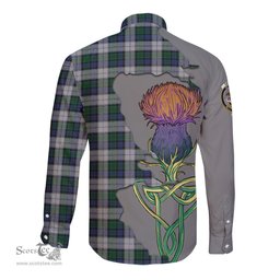 Scottish Graham Dress Clan Tartan Crest with Thistle and Scotland Map Tartan Long Sleeve Shirt Scottish Plaid Tartan Plaid - ScotsTee - scotstee.com