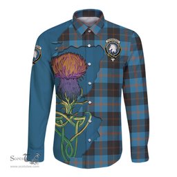Scottish Horsburgh Clan Tartan Crest with Thistle and Scotland Map Tartan Long Sleeve Shirt Scottish Plaid Tartan Plaid - ScotsTee - scotstee.com