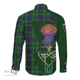 Scottish Duncan Clan Tartan Crest with Thistle and Scotland Map Tartan Long Sleeve Shirt Scottish Plaid Tartan Plaid - ScotsTee - scotstee.com