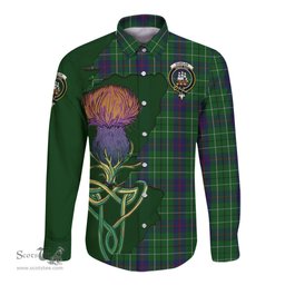 Scottish Duncan Clan Tartan Crest with Thistle and Scotland Map Tartan Long Sleeve Shirt Scottish Plaid Tartan Plaid - ScotsTee - scotstee.com