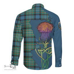 Scottish Ferguson Ancient Clan Tartan Crest with Thistle and Scotland Map Tartan Long Sleeve Shirt Scottish Plaid Tartan Plaid - ScotsTee - scotstee.com