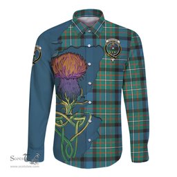 Scottish Ferguson Ancient Clan Tartan Crest with Thistle and Scotland Map Tartan Long Sleeve Shirt Scottish Plaid Tartan Plaid - ScotsTee - scotstee.com