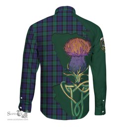 Scottish Graham of Menteith Clan Tartan Crest with Thistle and Scotland Map Tartan Long Sleeve Shirt Scottish Plaid Tartan Plaid - ScotsTee - scotstee.com