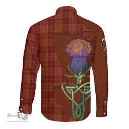 Scottish Hamilton Red Clan Tartan Crest with Thistle and Scotland Map Tartan Long Sleeve Shirt Scottish Plaid Tartan Plaid - ScotsTee - scotstee.com