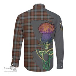 Scottish Ferguson Weathered Clan Tartan Crest with Thistle and Scotland Map Tartan Long Sleeve Shirt Scottish Plaid Tartan Plaid - ScotsTee - scotstee.com