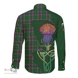 Scottish Gray Hunting Clan Tartan Crest with Thistle and Scotland Map Tartan Long Sleeve Shirt Scottish Plaid Tartan Plaid - ScotsTee - scotstee.com