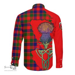 Scottish Gow of Skeoch Clan Tartan Crest with Thistle and Scotland Map Tartan Long Sleeve Shirt Scottish Plaid Tartan Plaid - ScotsTee - scotstee.com