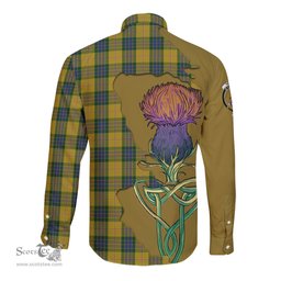 Scottish Fraser Yellow Clan Tartan Crest with Thistle and Scotland Map Tartan Long Sleeve Shirt Scottish Plaid Tartan Plaid - ScotsTee - scotstee.com