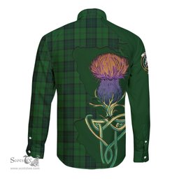Scottish Dunbar Hunting Clan Tartan Crest with Thistle and Scotland Map Tartan Long Sleeve Shirt Scottish Plaid Tartan Plaid - ScotsTee - scotstee.com