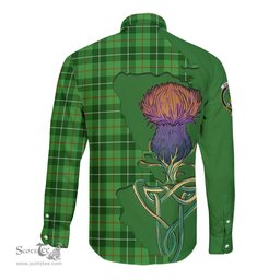 Scottish Galloway Clan Tartan Crest with Thistle and Scotland Map Tartan Long Sleeve Shirt Scottish Plaid Tartan Plaid - ScotsTee - scotstee.com