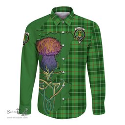 Scottish Galloway Clan Tartan Crest with Thistle and Scotland Map Tartan Long Sleeve Shirt Scottish Plaid Tartan Plaid - ScotsTee - scotstee.com