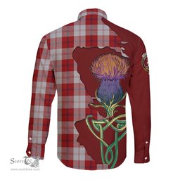 Scottish Cunningham Dress Clan Tartan Crest with Thistle and Scotland Map Tartan Long Sleeve Shirt Scottish Plaid Tartan Plaid - ScotsTee - scotstee.com