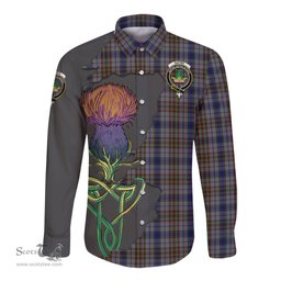 Scottish Gayre Hunting Clan Tartan Crest with Thistle and Scotland Map Tartan Long Sleeve Shirt Scottish Plaid Tartan Plaid - ScotsTee - scotstee.com