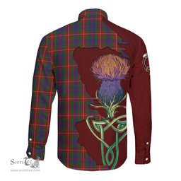 Scottish Fraser of Lovat Clan Tartan Crest with Thistle and Scotland Map Tartan Long Sleeve Shirt Scottish Plaid Tartan Plaid - ScotsTee - scotstee.com