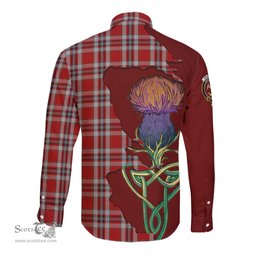 Scottish Drummond of Perth Dress Clan Tartan Crest with Thistle and Scotland Map Tartan Long Sleeve Shirt Scottish Plaid Tartan Plaid - ScotsTee - scotstee.com