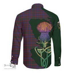 Scottish Cumming Clan Tartan Crest with Thistle and Scotland Map Tartan Long Sleeve Shirt Scottish Plaid Tartan Plaid - ScotsTee - scotstee.com