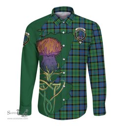 Scottish Forsyth Ancient Clan Tartan Crest with Thistle and Scotland Map Tartan Long Sleeve Shirt Scottish Plaid Tartan Plaid - ScotsTee - scotstee.com