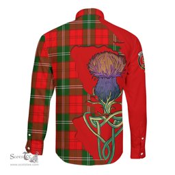 Scottish Gartshore Clan Tartan Crest with Thistle and Scotland Map Tartan Long Sleeve Shirt Scottish Plaid Tartan Plaid - ScotsTee - scotstee.com