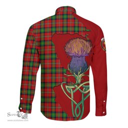 Scottish Fairlie Modern Clan Tartan Crest with Thistle and Scotland Map Tartan Long Sleeve Shirt Scottish Plaid Tartan Plaid - ScotsTee - scotstee.com