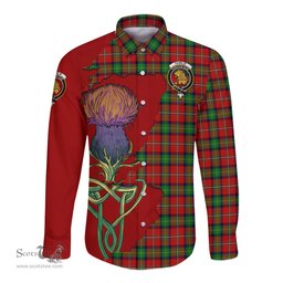 Scottish Fairlie Modern Clan Tartan Crest with Thistle and Scotland Map Tartan Long Sleeve Shirt Scottish Plaid Tartan Plaid - ScotsTee - scotstee.com