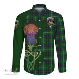 Scottish MacDonald of The Isles Clan Tartan Crest with Thistle and Scotland Map Tartan Long Sleeve Shirt Scottish Plaid Tartan Plaid - ScotsTee - scotstee.com