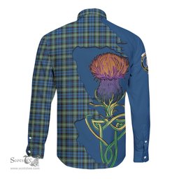 Scottish Lamont Ancient Clan Tartan Crest with Thistle and Scotland Map Tartan Long Sleeve Shirt Scottish Plaid Tartan Plaid - ScotsTee - scotstee.com