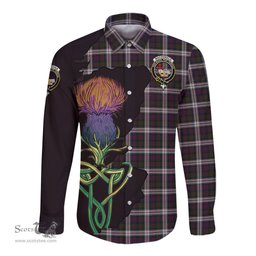 Scottish MacDonald Dress Clan Tartan Crest with Thistle and Scotland Map Tartan Long Sleeve Shirt Scottish Plaid Tartan Plaid - ScotsTee - scotstee.com